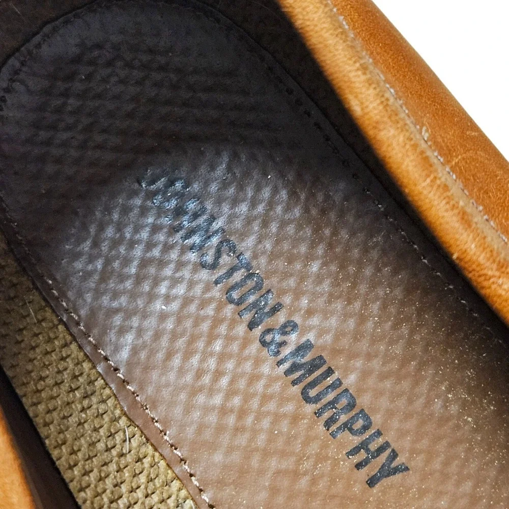 Johnston & Murphy Loafers Mens Brown Leather Tasseled Basket Weave Size 10 M‎